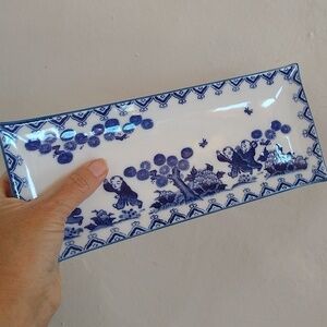 Japanese Porcelain Arita Ware Sometsuke Tray or Sushi Plate Blue & White